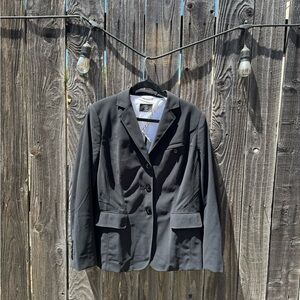 Bogner Women's Black And White Satin Lined Button Down Blazer Suit Jacket sz 12